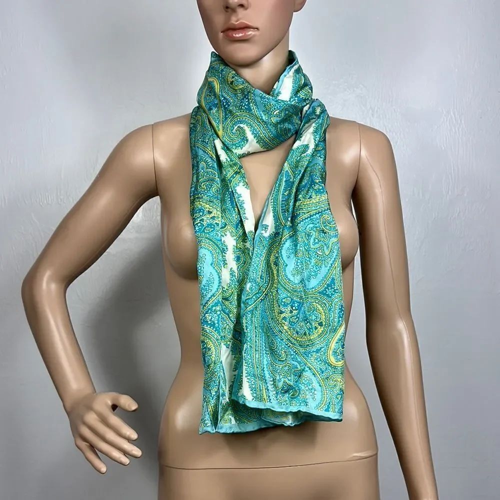 Paisley Print Lightweight Satin Hand Rolled Rectangle Scarf